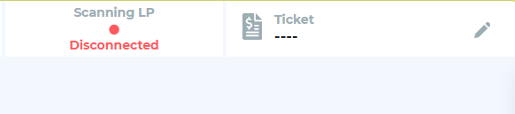 POS app showing a red dot and Disconnected below Scanning LP